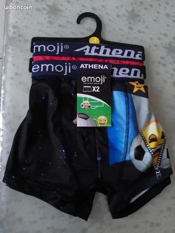 Lot de 2 boxers Athena Emoji Foot T 3 (M) neufs avec étiquette