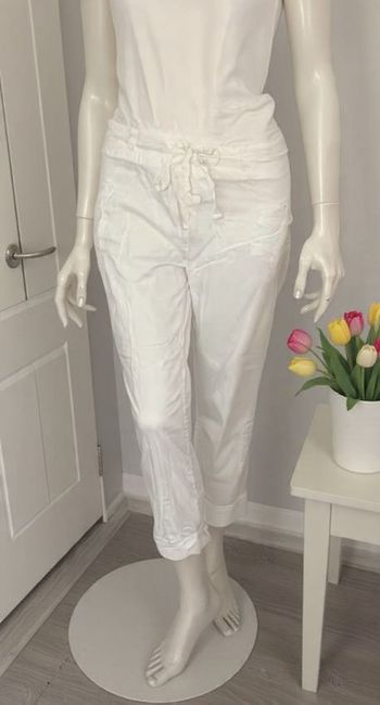 pantalon pantacourt blanc léger marque Cibell taille 38 coton