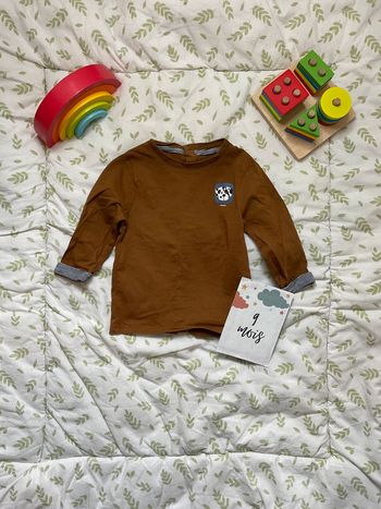 teeshirt manches longues marron 9 mois obaibi