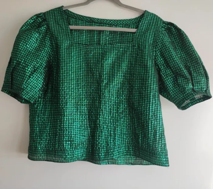 Superbe blouse vintage verte métallisée - Drop vert 🌵🍀 - photo numéro 4