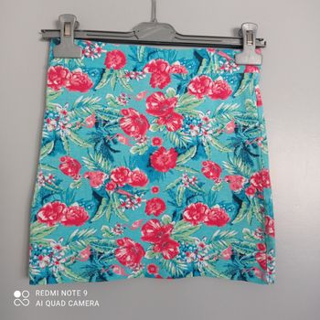 Jupe turquoise à fleurs t34/36