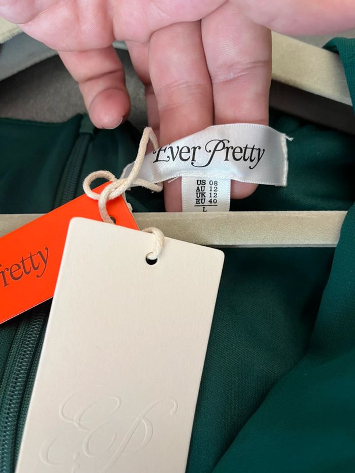 Robe pour fête et cocktail vert bouteille fluide taille L - photo numéro 2