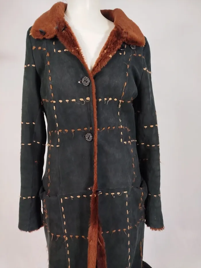 Manteau long suède -  Nicky Zed - Vintage Rétro pièce rare 70 s 80 s A268 - photo numéro 2