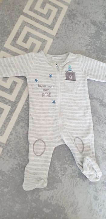 Grenouillere bebe garcon a zipper 3mois