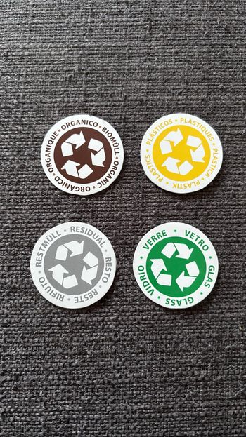 4 étiquettes/autocollants pour le tri des poubelles