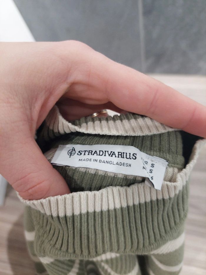 Pull rayé femme blanc et vert t36 - photo numéro 2