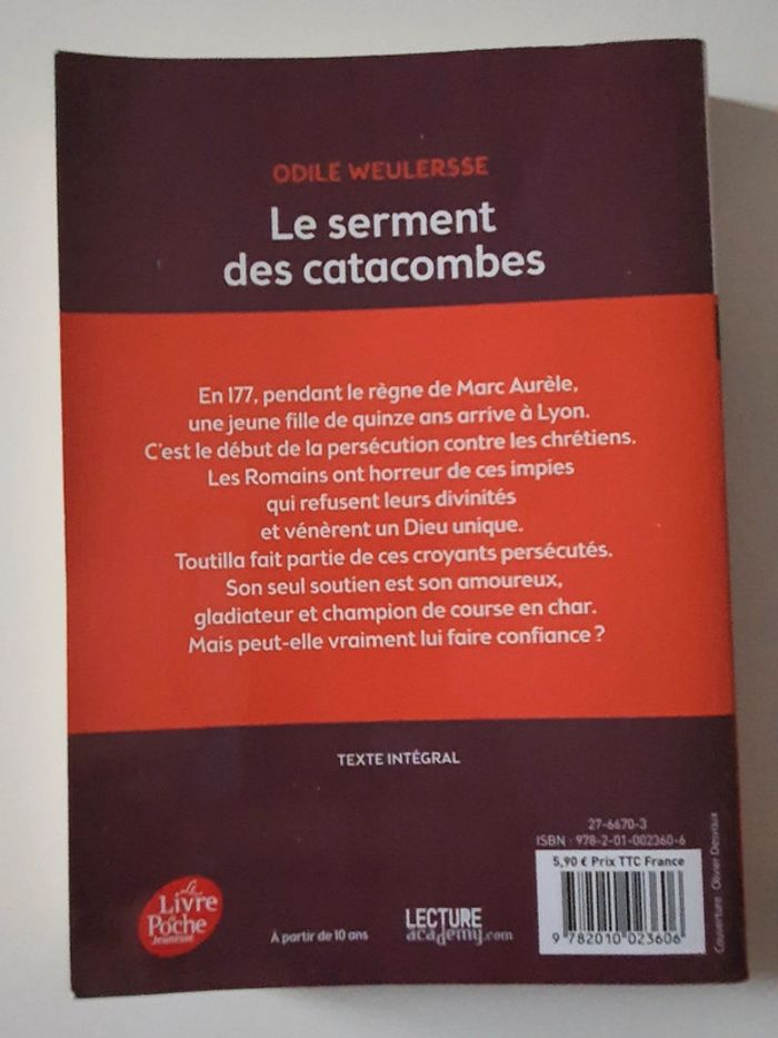 Le serment des catacombes - Odile weulersse livre scolaire collège - photo numéro 6