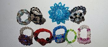 Lot de bagues perles rocailles toupie fait main