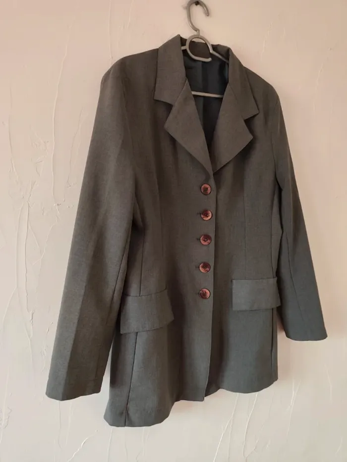 Sublime veste grise / blazer gris vintage taille 38 ou M - photo numéro 4