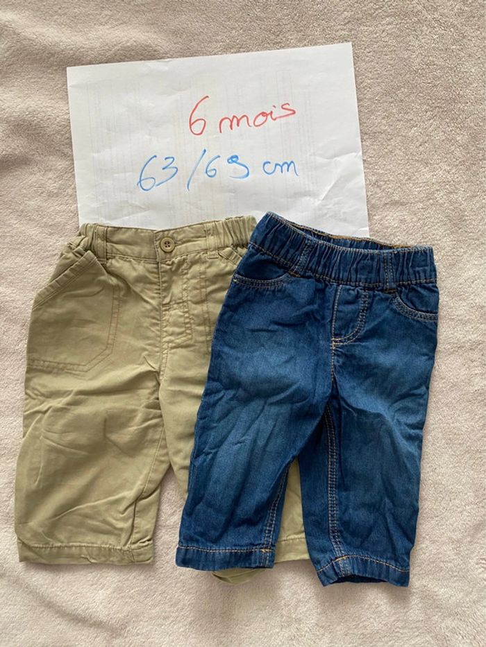 Lot de 2 pantalons doublés chaud - Tex et autre - 6 mois - TBE