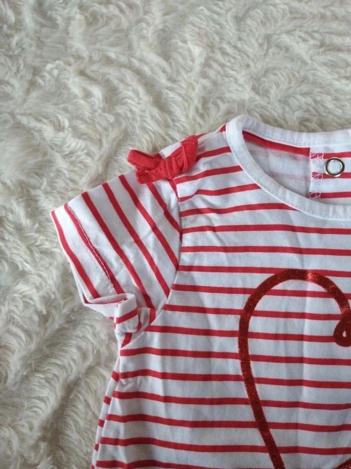 Tunique chemise manches courtes / Robe courte Fille 6 mois cœur Baby club 100% coton - photo numéro 3