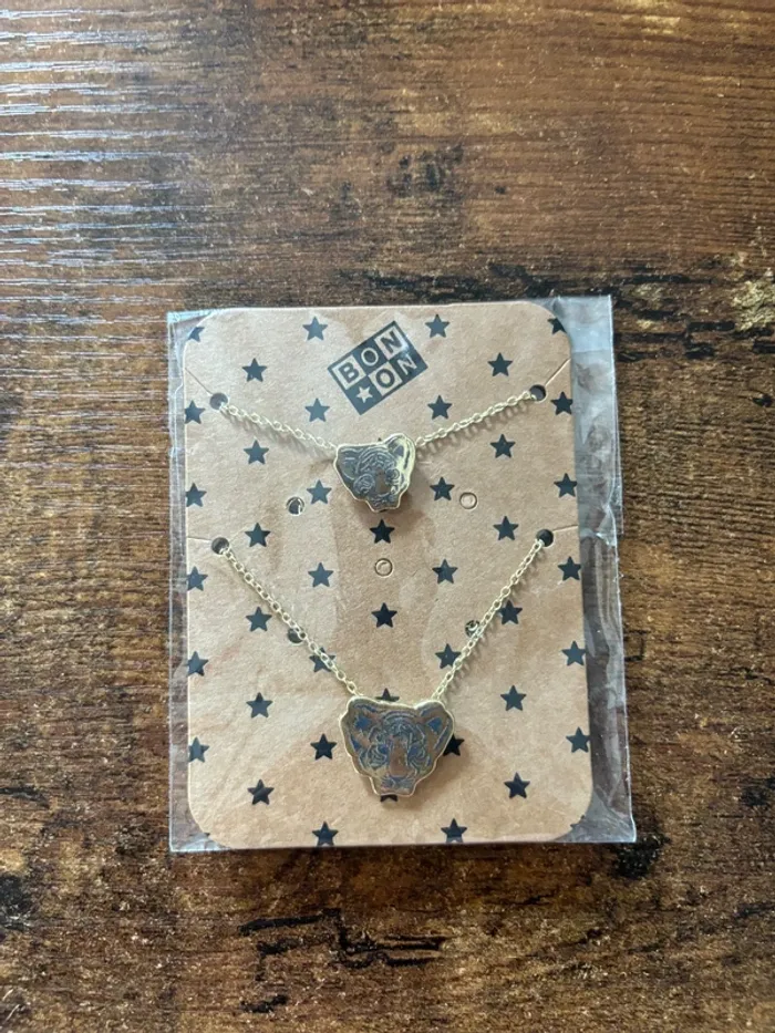 Bracelet et collier en acier avec tigre - photo numéro 2