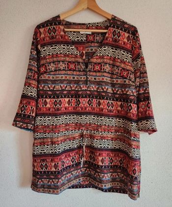 Tunique multicolore – Lien à la taille – Manches 3/4 – Taille M – Cache Cache