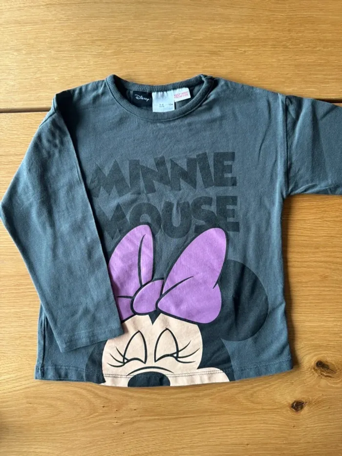 Teeshirt gris ML coton épais avec Minnie Mouse - Taille 4 Ans - photo numéro 2