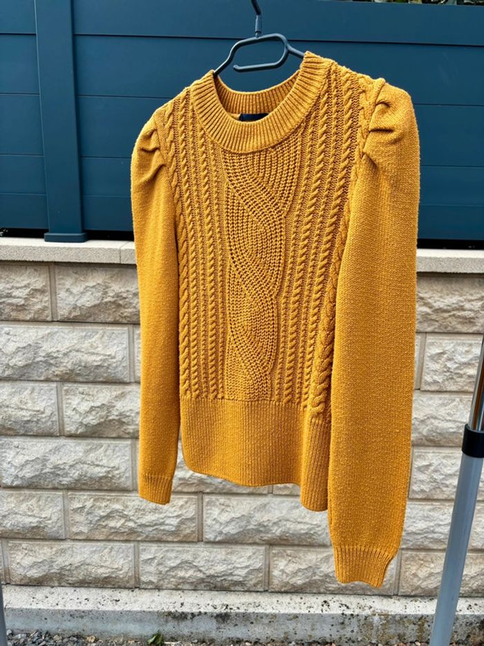 Pull moutarde Cache Cache taille S – maille torsadée tendance automne/hiver