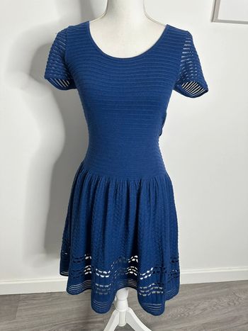 Robe en crochet bleue marine et argentée Sandro T2 38 M