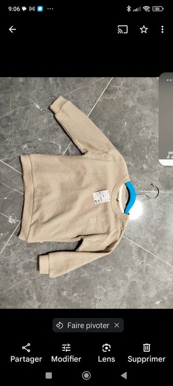 Sweat beige pull mixte 80 cm