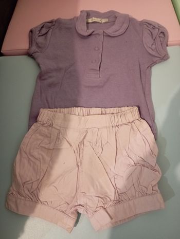 Ensemble short et haut manches longues 6 mois