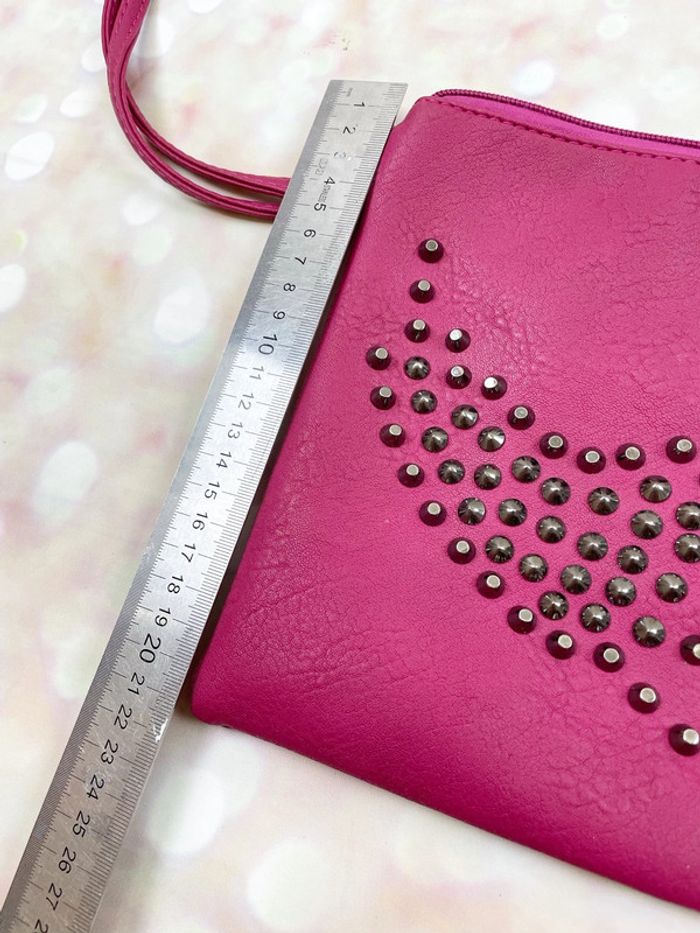 Pochette sac à main fushia à clous - photo numéro 5