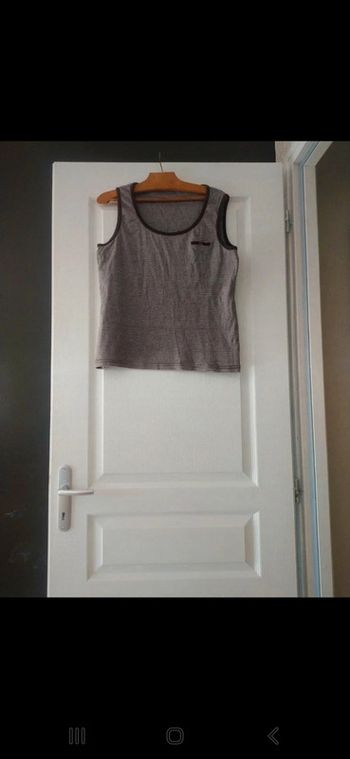 Débardeur rayé marron et gris taille L vintage