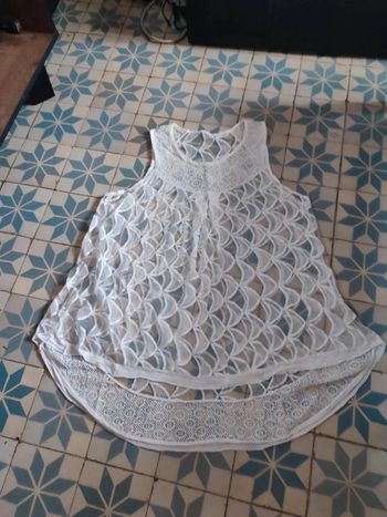 Débardeur blanc ample transparent taille M