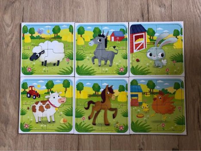 6 puzzles 4 pièces - animaux de la ferme - de 1 à 4 ans - photo numéro 2