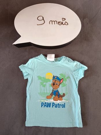 Tee shirt manches courtes Garçon 9 mois Chase Paw Patrol pat patrouille Nickelodeon 100% coton