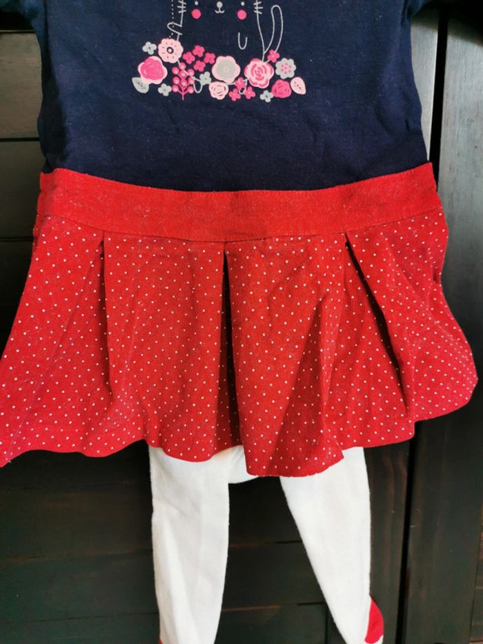 Robe et collants babybol bleue et rouge coton et elastane - photo numéro 3