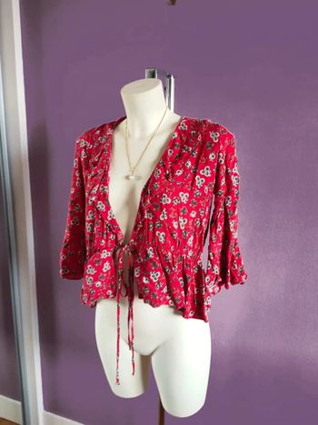 Blouse fleurie Mango rouge