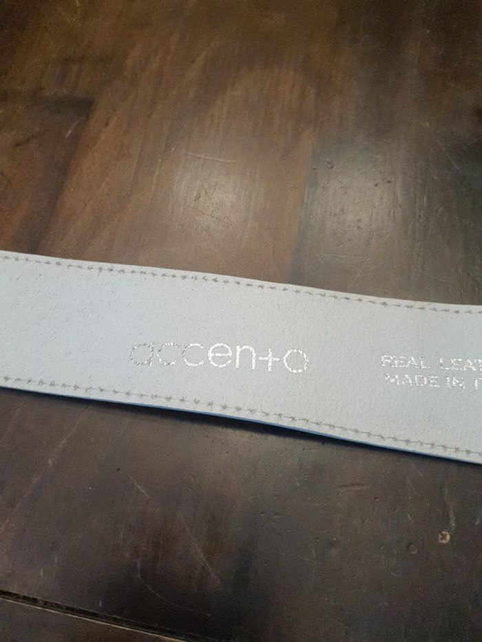 Ceinture femme en cuir blanc Accento 90cm - photo numéro 9