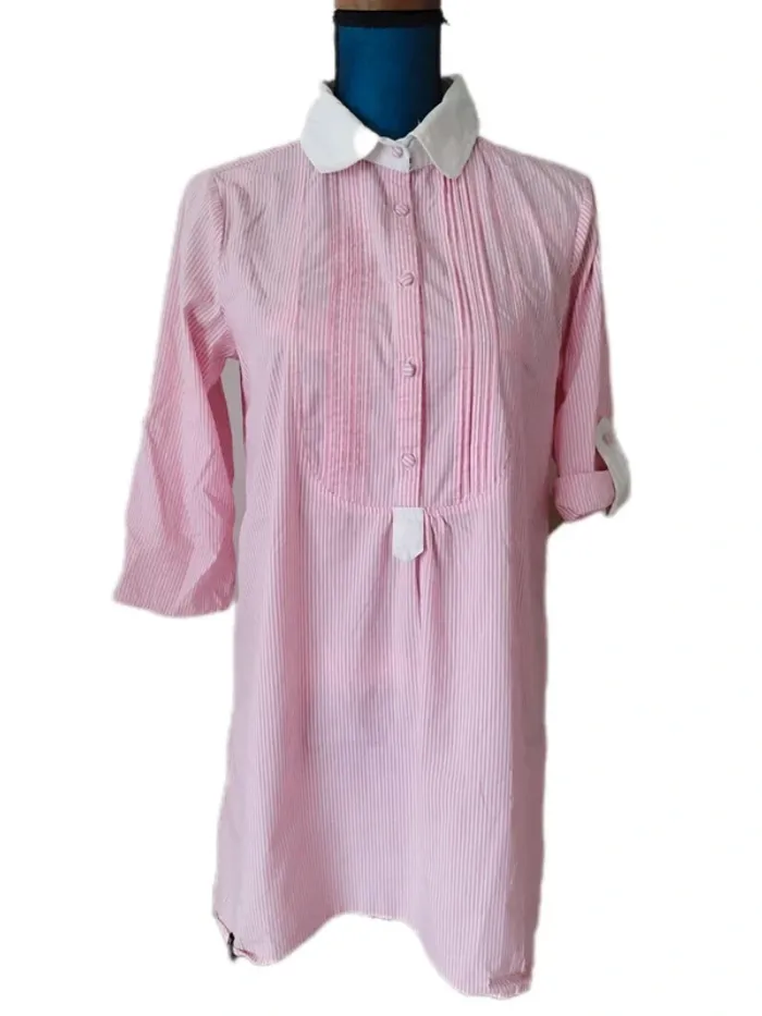 Robe chemise tunique rayée rose et blanche - Pink Crush - photo numéro 2