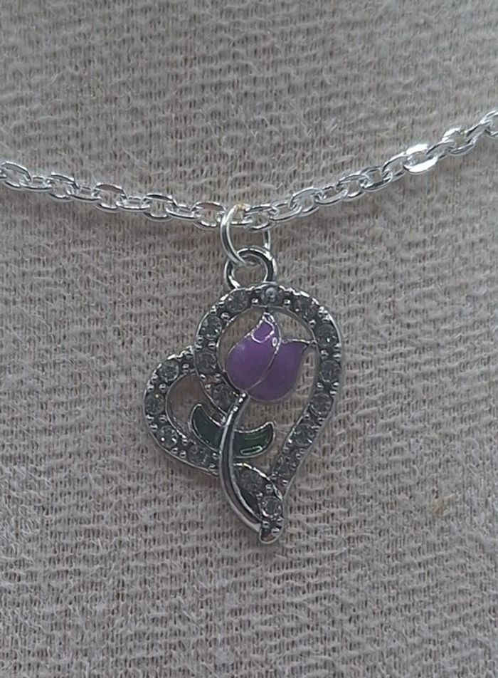 Collier cœur avec sa rose - photo numéro 2