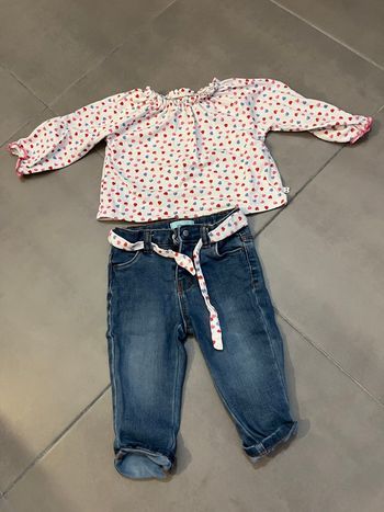 Ensemble haut+jean fille 12 mois