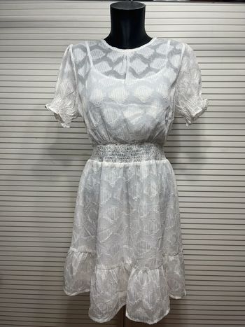 Robe blanche et dorée By Clara manche courte femme Large
