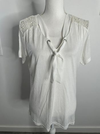 Blouse blanche et broderies ajourées NafNaf T42 XL