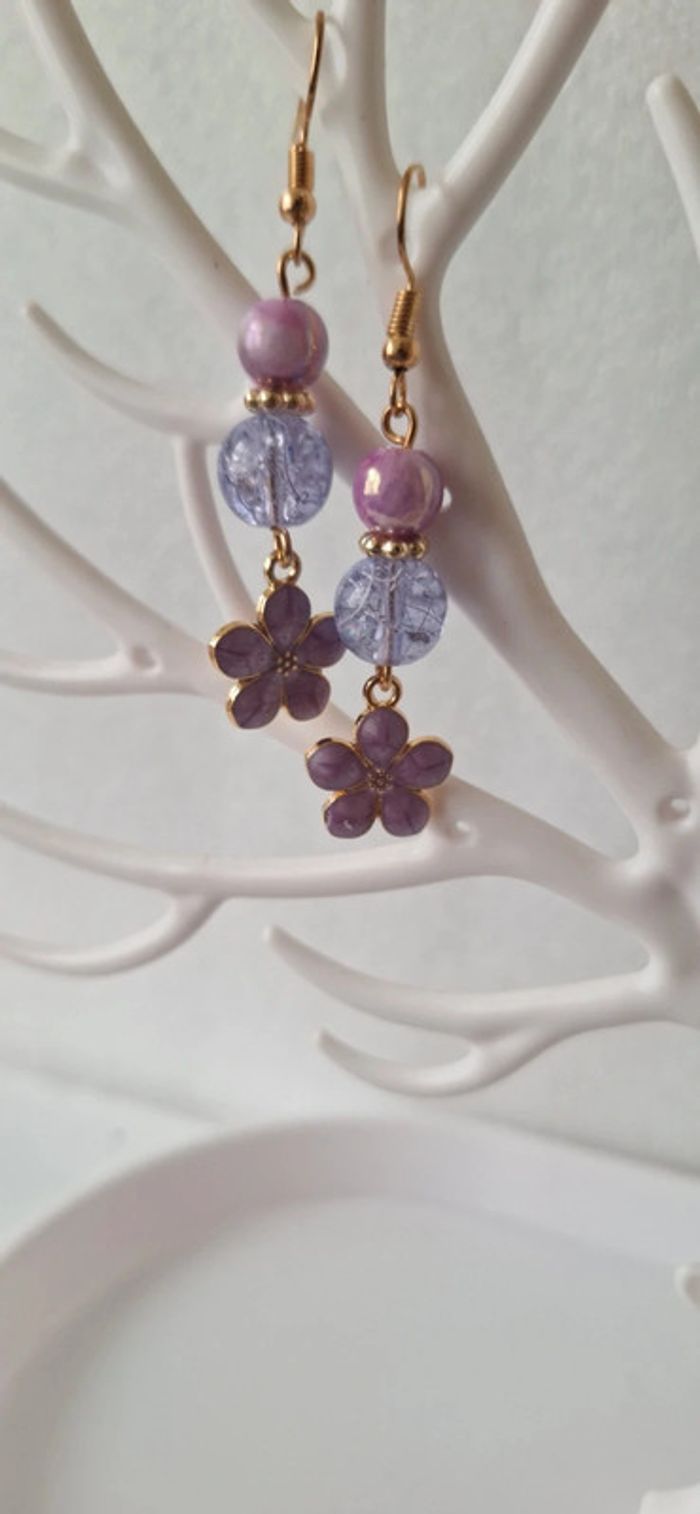 Boucles d'oreilles fleur - photo numéro 5