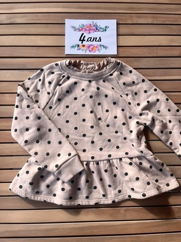 Sweat col froufrou à pois primark 4 ans