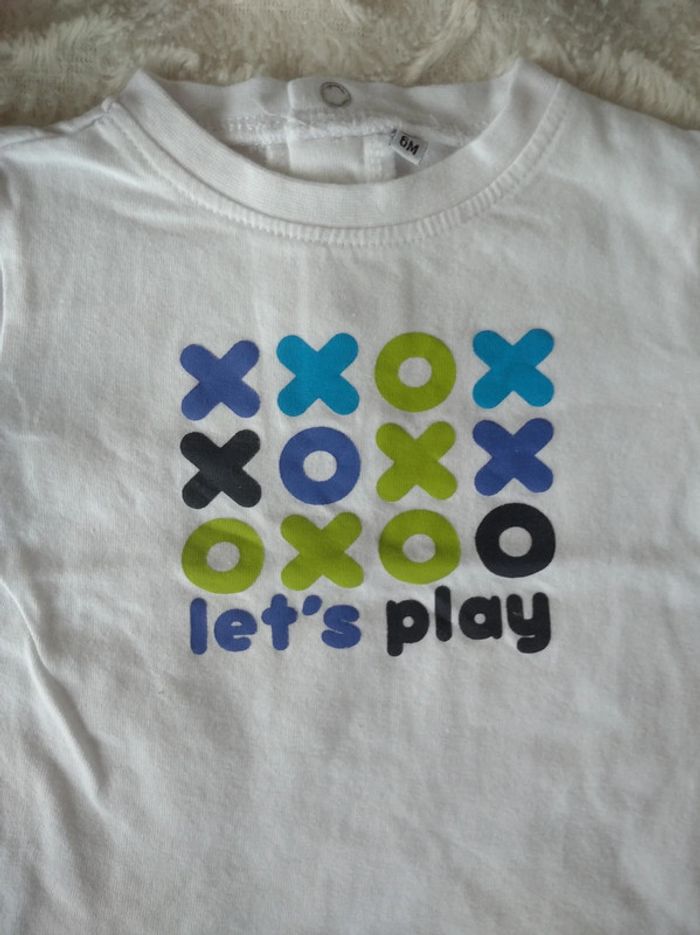 Tee shirt chemise manches courtes Garçon 6 mois "Let's play" 100% coton - photo numéro 4