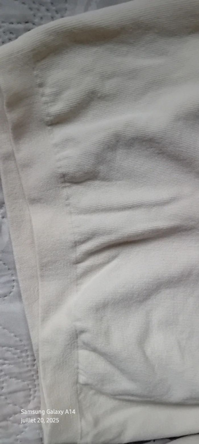 Haut court manches longues en velours côtelé col en V ecru femme S - photo numéro 16