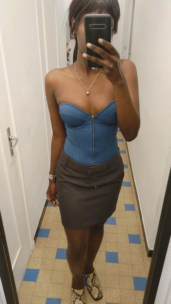 Corset bustier décolleté à balconnet en jeans lacets zip sur le devant nylon