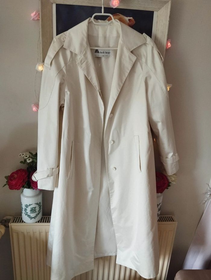 🐝 Trench-Coat Léger Couleur Ivoire Irisé Claude Harvey T38/40🐝 - photo numéro 12