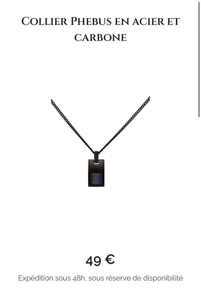 Collier phebus noir acier et carbone - photo numéro 5