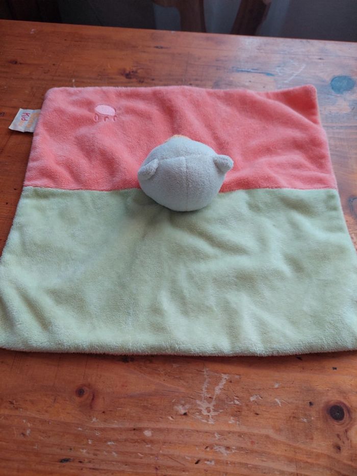 Doudou plat chat vert et orange Doukidou - photo numéro 5