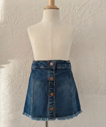 Jupe en jean boutonnée avec ourlet effiloché - Kiabi - 3 ans (90-97 cm)