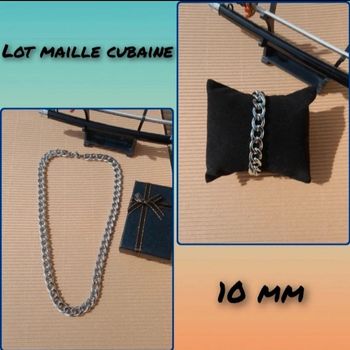 collier et gourmette maille cubaine 10 mm