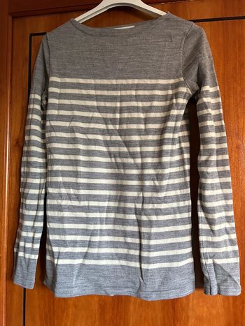 Pull ligné gris 36 Inès de la Fressange /Uniqlo
