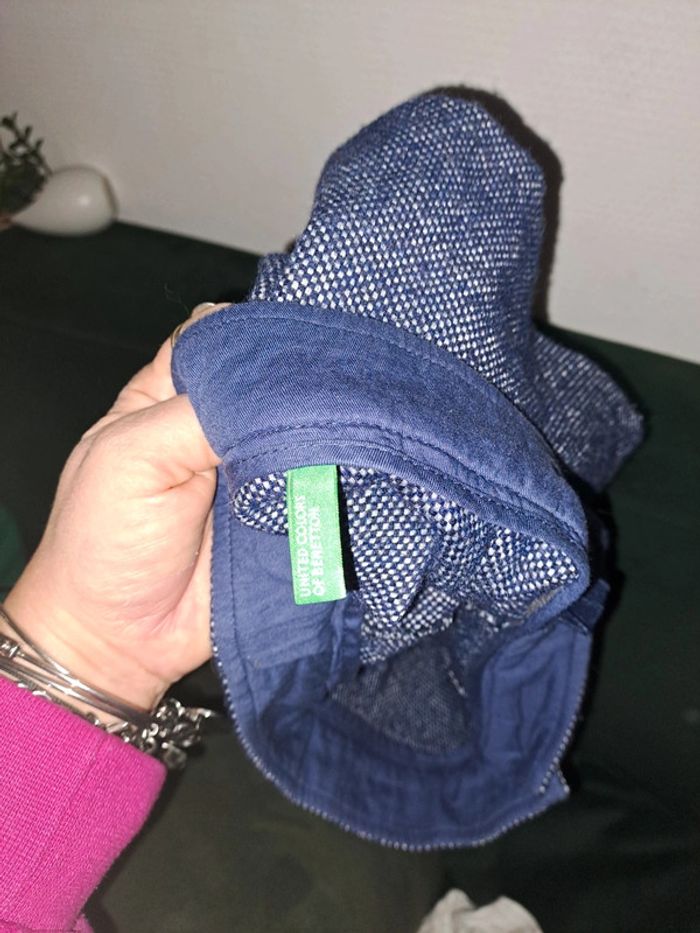 Jupe hiver fille tweed 40% laine united colors benetton bleu blanc boutons 7/8 ans - photo numéro 5