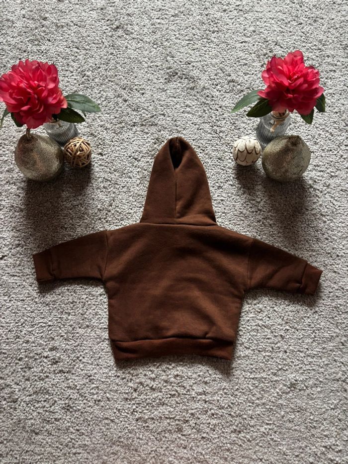 🌺Sweat à capuche marron style US écrit California Taille 6mois/68cm🌺 - photo numéro 5