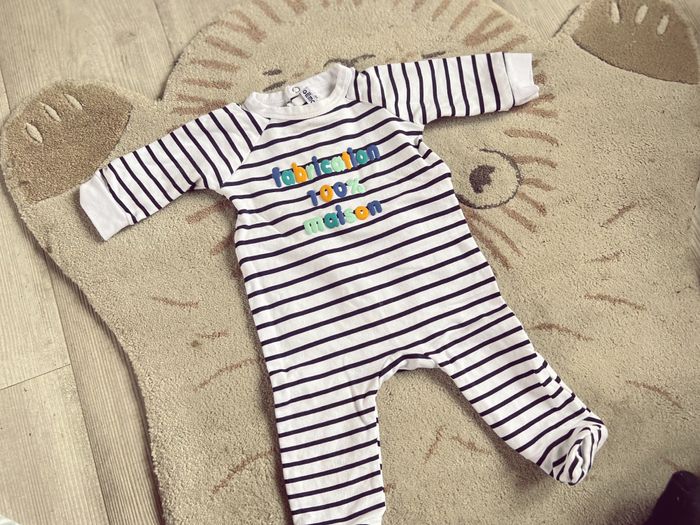Pyjama une à rayures mixte gémo 3 mois - photo numéro 2