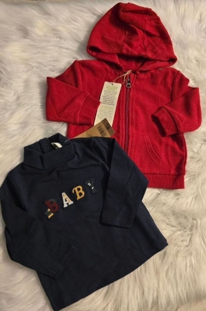 (NEUFS NON PORTÉS) 🏷🏷🥰😍💙 sweat zippé et sous pull 6mois Garçon 😍🥰💙💙